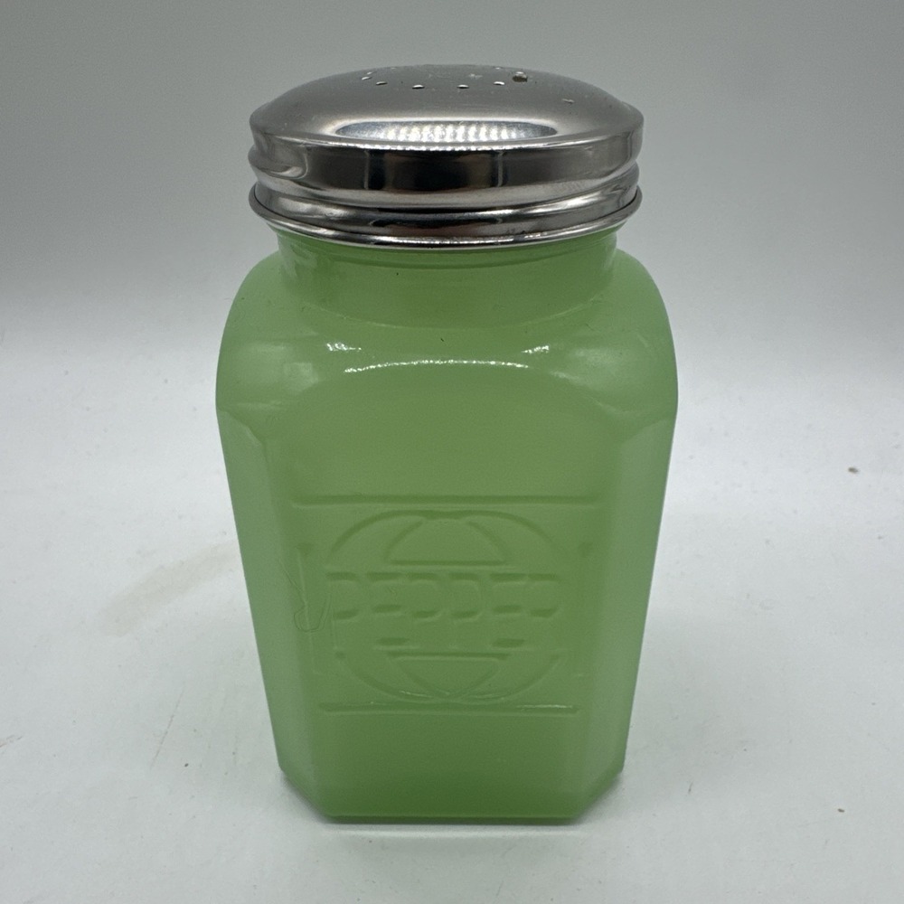 Tablecraft Jadeite Glass Collection(TM) Range Pepper Shaker with Metal Top, 6 oz